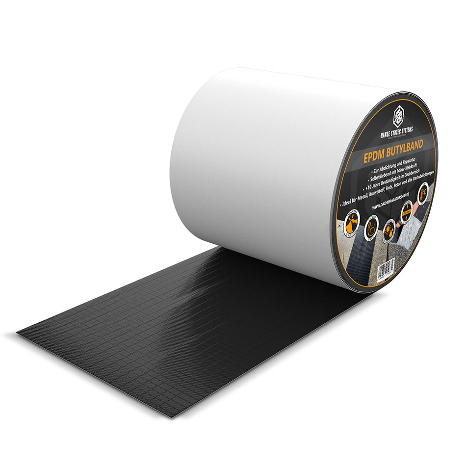 Butyl-Dichtband selbstklebend, schwarz strukturiert / 10 cm x 5 Meter