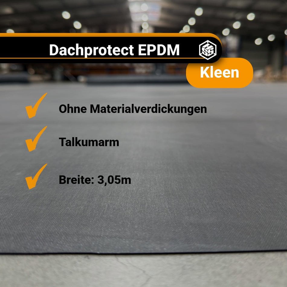 Dachprotect EPDM Abdichtungsfolie 1,50 mm Kleen / Breite 3,05m